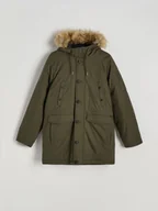 Kurtki męskie - Reserved - Parka z kapturem - ciemnozielony - miniaturka - grafika 1