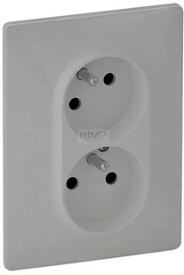 Legrand Valena Life Gniazdo 2 X 2P+Z bez przesłony aluminium - 753387 - Gniazdka elektryczne - miniaturka - grafika 1