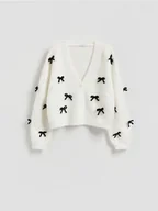 Swetry damskie - Reserved - Sweter z kokardami - kremowy - miniaturka - grafika 1