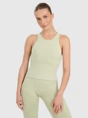 Koszulki sportowe damskie - 4F Top do jogi i pilatesu slim szybkoschnący damski - zielony M/L - miniaturka - grafika 1