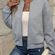 Kurtki damskie - TEMU Kobieca Lekka Kurtka Bomber - Elegancka Casualowa z Zamkiem, Pranie Maszynowe, Odzież Wierzchnia na Codzień i Wydarzenia Formalne, Kurtka - miniaturka - grafika 1