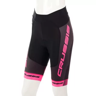 Spodnie rowerowe - Damskie spodenki kolarskie rowerowe Crussis CSW-069, Czarno-różowy, XS - grafika 1