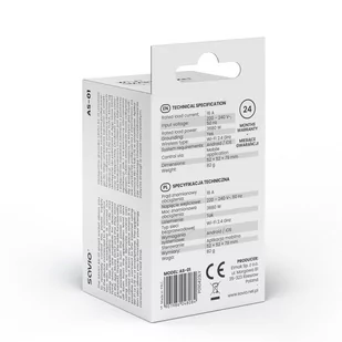 SAVIO INTELIGENTNE GNIAZDKO WI-FI, 16A, TIMER, POMIAR ZUŻYCIA ENERGII, AS-01 - Systemy inteligentnych domów - miniaturka - grafika 2