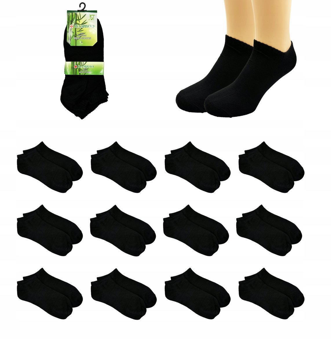 SKARPETY STOPKI MĘSKIE CZARNE 43-47 BAMBUS 12 PAR