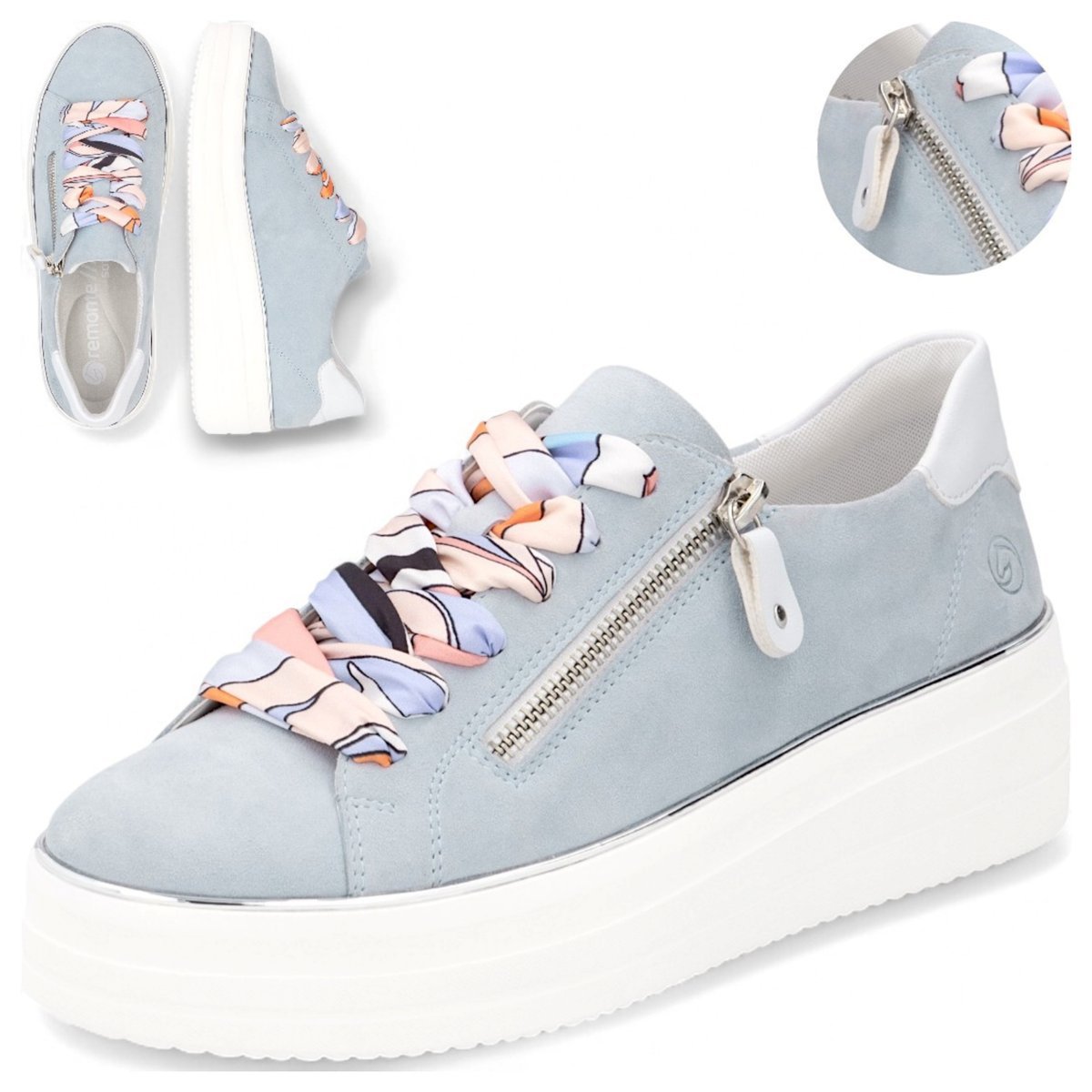 Półbuty Damskie Skórzane Wygodne Sneakersy na platformie Remonte 37