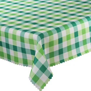Obrus Plamoodporny Druk Zielona Krata Okrągły-śr. 155 cm - Obrusy i serwetki - miniaturka - grafika 1