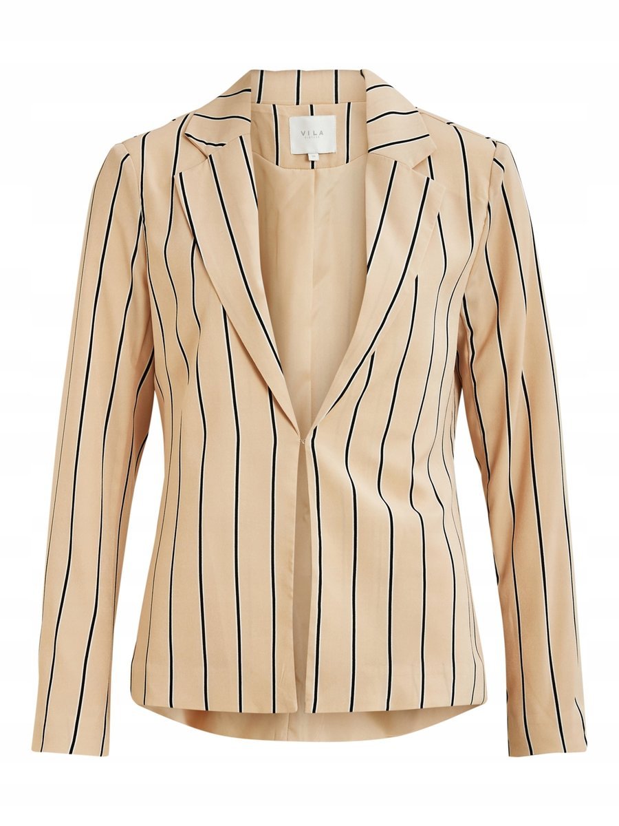 Vila Damska Beżowa Marynarka w Paski 40 2z7g3_c*