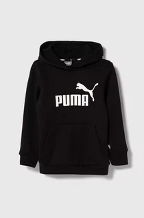 Bluzy dla dziewczynek - Puma bluza dziecięca ESS Logo Hoodie FL G kolor czarny z kapturem z nadrukiem - grafika 1