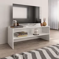 Szafki RTV - vidaXL Szafka pod TV, biała, wysoki połysk, 100x40x40cm, płyta wiórowa - miniaturka - grafika 1