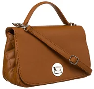 Torebki damskie - Karmelowa torebka damska crossbody ze srebrnymi okuciami - David Jones - miniaturka - grafika 1