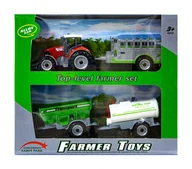 Samochody i pojazdy dla dzieci - Traktor z wymiennymi  przyczepami czerwony - miniaturka - grafika 1