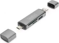 Digitus Czytnik DA-70886 Combo Card Reader Hub USB-C+USB 3.0 1x SD 1x MicroSD 1x USB 3.0 grey DA-70886 - Czytniki kart pamięci - miniaturka - grafika 1