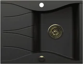Zlewozmywaki - Zlewozmywak granitowy Kernau KGSO 4565 1B1D Deep Black + Gold Metallic - miniaturka - grafika 1