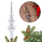 Ozdoby bożonarodzeniowe - Srebrny szpic, czubek na choinkę 20 cm - miniaturka - grafika 1