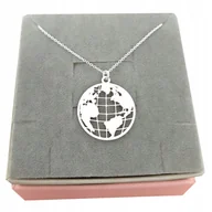 Naszyjniki - Naszyjnik srebrny globus kula ziemska SREBRO 925 - miniaturka - grafika 1