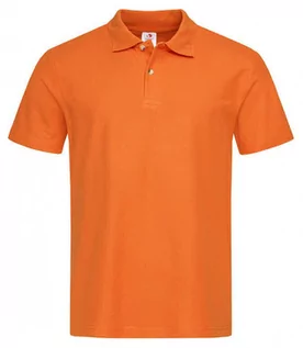 Koszulki męskie - Pomarańczowa Bawełniana Koszulka POLO -STEDMAN- Męska, Krótki Rękaw, z Kołnierzykiem, Casualowa - Stedman - grafika 1
