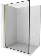 Ścianki i drzwi prysznicowe - Mexen Kioto L ścianka prysznicowa Walk-in 110 x 200 cm, czarny wzór, złota - 800-110-103-50-70 - miniaturka - grafika 1
