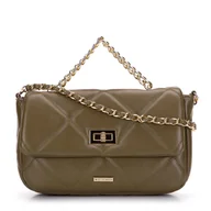 Torebki damskie - Damska torebka pikowana w kwadraty na łańcuszku mała zielona - miniaturka - grafika 1