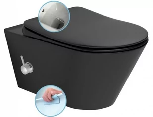 SAPHO - Miska wisząca WC czarny mat AVVA rimless z prysznicem bidetowym i baterią 35,5x53 cm bez deski 100315-110 - Miski WC - miniaturka - grafika 1