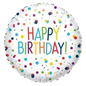 Balony i akcesoria - Balon Foliowy Okrągły 43Cm Happy Birthday - miniaturka - grafika 1