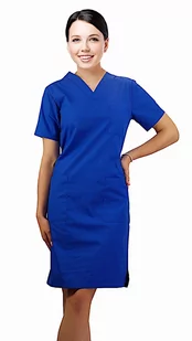 Sukienka medyczna kosmetyczna kolor chabrowy taliowana krótki rękaw 50 - Odzież medyczna - miniaturka - grafika 1
