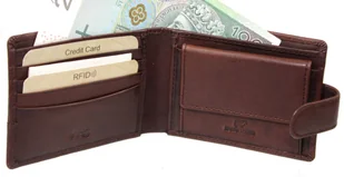 Portfel Męski Skórzany EL FORREST Mały Z Zapinką Skóra Bydlęca Poziomy 916 22 RFID BRĄZOWY 11 x 8 x 2 [cm] - Portfele - miniaturka - grafika 6