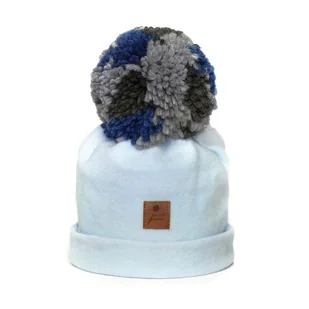 Hi Little One czapka zimowa niemowlęca ALPACA BOHO Blue M Pom Pom - Czapki damskie - miniaturka - grafika 1