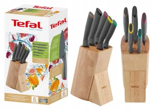 ZESTAW KOMPLET 5 NOŻY ZE STALI NIERDZEWNEJ TEFAL FRESH KITCHEN + BLOK - Noże kuchenne - miniaturka - grafika 1