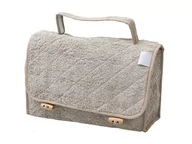 Torby podróżne - Filet - Podróżna torba podróżna z gąbki bawełnianej z wodoodpornym wnętrzem, torba na toaletę, średnica 28 x 17 x 10 cm, wyprodukowano we Włoszech, lina, Brązowy, Piękna koperta z gąbki pikowanej - miniaturka - grafika 1