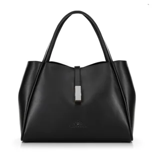 Damski kuferek skórzany z wyjmowaną saszetką czarno - srebrny - Torebki damskie - miniaturka - grafika 1