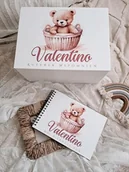 Pamiątka Chrztu Świętego - ZESTAW MIŚ W KOSZYCZKU album pudełko wspomnień, prezent narodziny, roczek - miniaturka - grafika 1