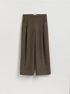 Reserved - Szerokie spodnie z zakładkami - brązowy - Spodnie damskie - miniaturka - grafika 1