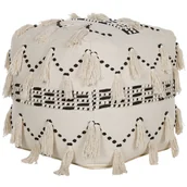 Taborety i hokery - Beliani Puf 50 x 50 cm beżowy z czarnym THONDI - miniaturka - grafika 1