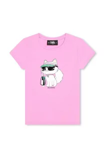 Koszulki dla dziewczynek - Karl Lagerfeld t-shirt dziecięcy kolor różowy - grafika 1