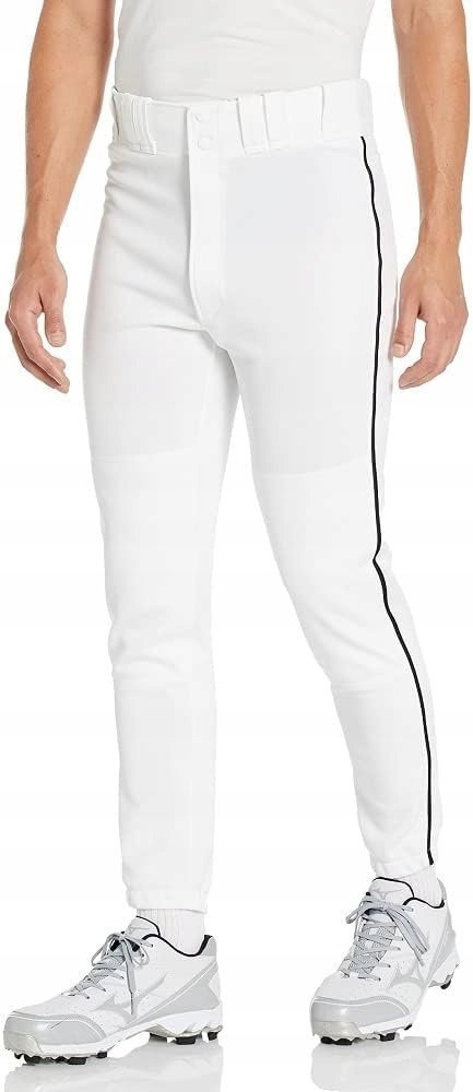 MIZUNO BIAŁE SPODNIE CASUAL Z CZARNYM LAMPASEM I GUZIKAMI XL 17AA