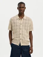 Koszule męskie - Selected Homme Koszula 16097564 Beżowy Regular Fit - miniaturka - grafika 1
