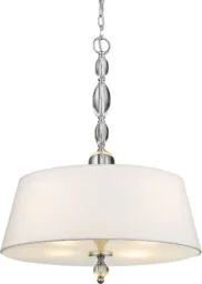 LAMPA WISZĄCA Cancun okrągła, kryształowe detale, biały abażur, klasyczna elegancja - Lampy sufitowe - miniaturka - grafika 1