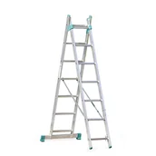 Drabiny - ALVE Aluminiowa dwuczęściowa drabina uniwersalna EUROSTYL przystosowana do używania na schodach, 2x7 szczebli, długość 3,14 m 558006 - miniaturka - grafika 1
