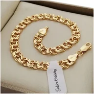 Bransolety męskie - Męska Złota Bransoletka Garibaldi Srebro 925 + Złoto 585 Prezent Dla Niego - miniaturka - grafika 1