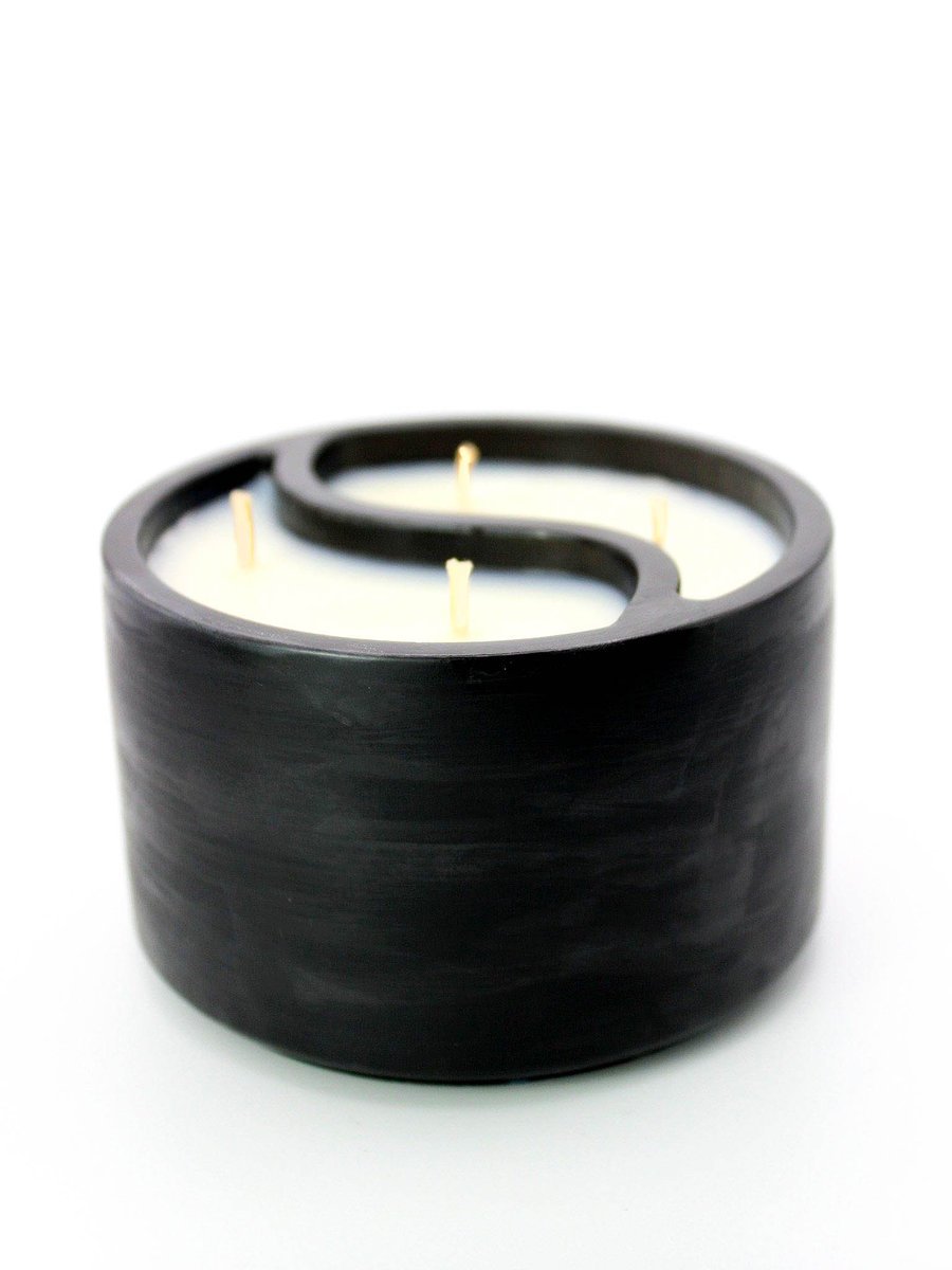 Świeca sojowa duo - 2 zapachy, czarne naczynie z gipsu, handmade, prezent, dekoracja