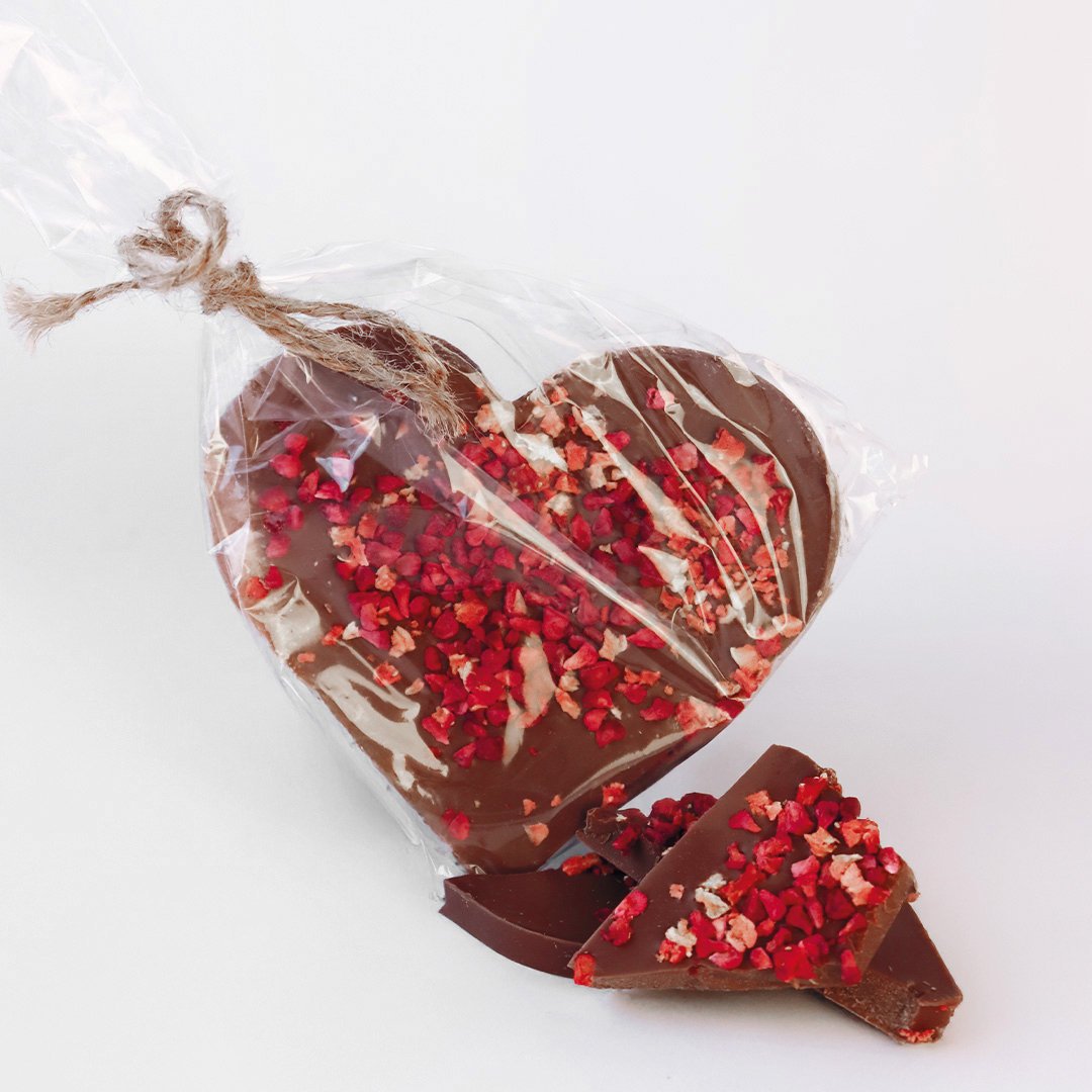 Serce z czekolady mlecznej Malina i Truskawka 85g drobny upominek / Piwnica Polska