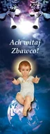 Ikony i obrazy sakralne - Baner na Boże Narodzenie "Ach witaj Zbawco!" 75x200 cm - miniaturka - grafika 1