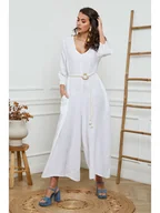 Kombinezony - Joséfine Lniany kombinezon w kolorze białym - miniaturka - grafika 1