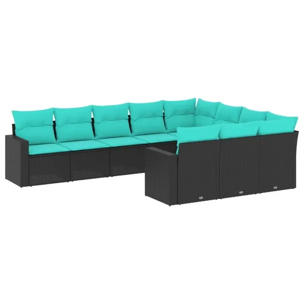 Zestaw mebli ogrodowych modułowych z czarnego rattanu PE 62 x 62 x 69 cm