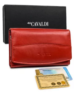 Portfel damski skórzany Cavaldi portmonetka skórzana z ochroną RFID, czerwony - Portfele - miniaturka - grafika 1