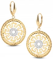 Kolczyki - ZŁOTE KOLCZYKI WISZĄCE GRECKI WZÓR WIĘKSZE 585 - miniaturka - grafika 1