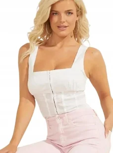 GUESS BIAŁY BLUZKA NA RAMIĄCZKACH Z BAWEŁNY HAFTKI L GXA - Bluzki damskie - miniaturka - grafika 1