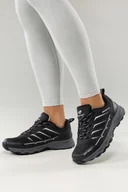 Buty trekkingowe damskie - Czarne buty trekkingowe damskie buty sportowe na bieżnikowanej podeszwie sznurowane białe wstawki softshell Casu 2408-1W - miniaturka - grafika 1
