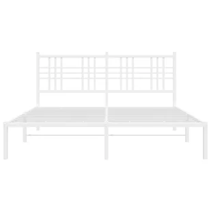 Metalowa rama łóżka z wezgłowiem, biała, 160x200 cm - Łóżka - miniaturka - grafika 5