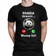 Koszulki męskie - Panda dzwoni, muszę iść - męska koszulka na prezent dla pracownika zoo - miniaturka - grafika 1